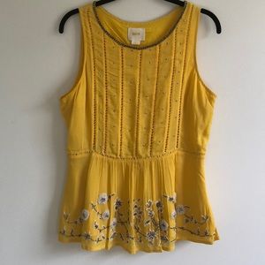 sleeveless pretty yellow blouse top